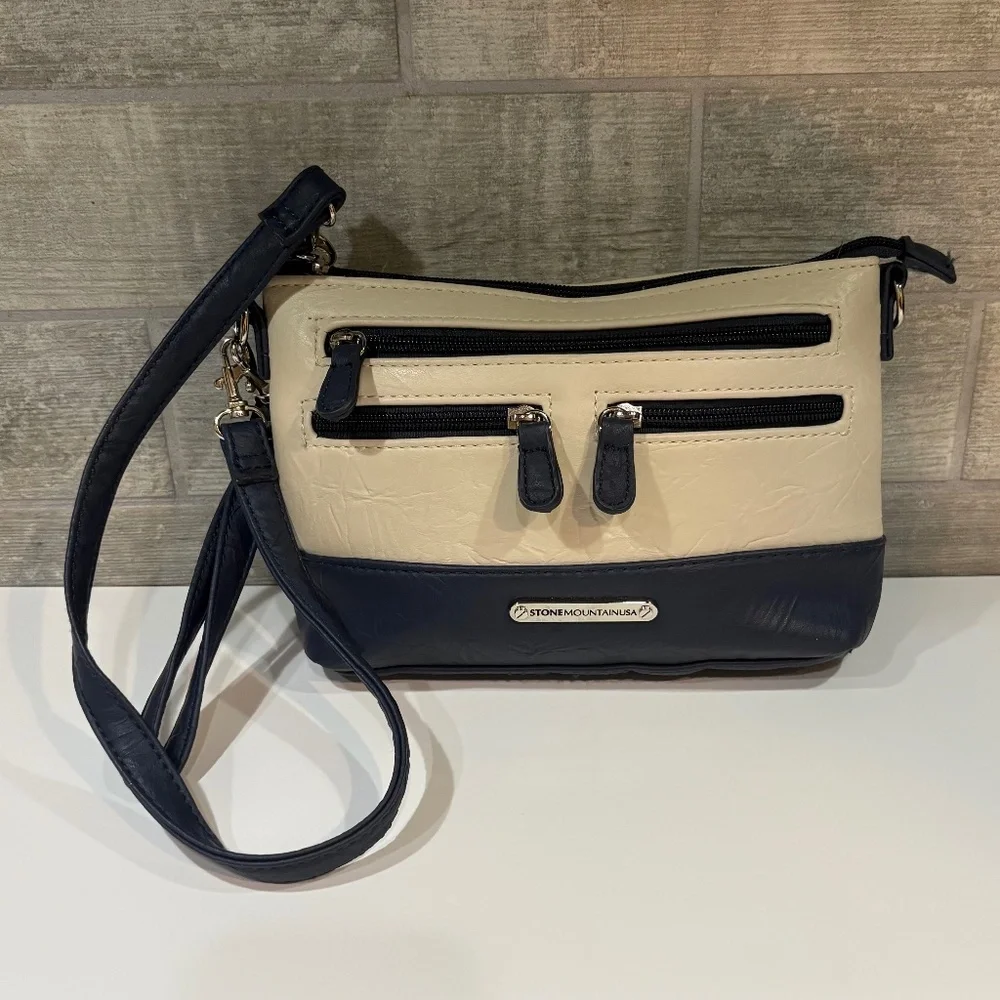 Stone Mountain Off White &‎ Navy Blue Shoulder Bag - Picture 6 of 8